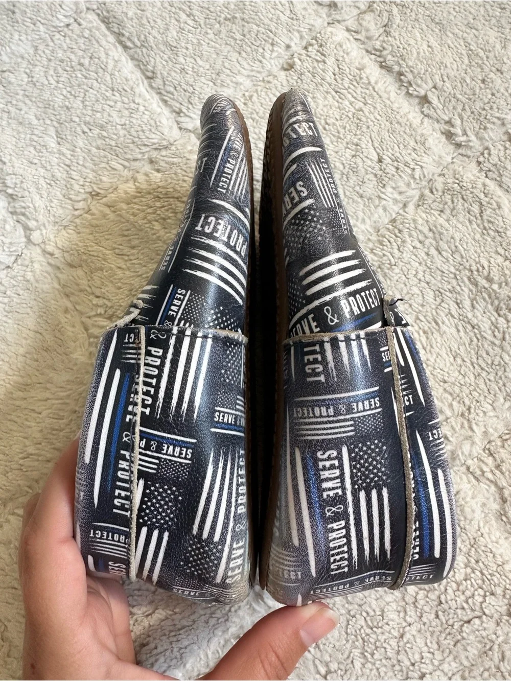 Monkey Feet | Thin Blue Line Serve and Protect Moccasins | Size 5-6Y
